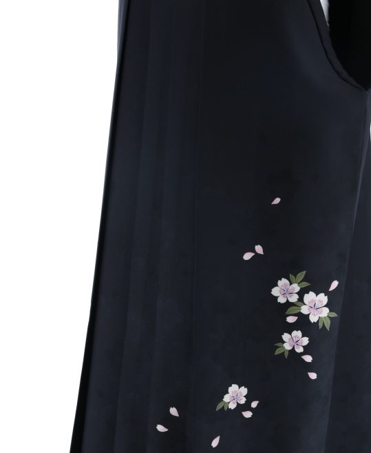 卒業式袴単品レンタル[プリント]黒色に桜柄[身長163-167cm]No.309